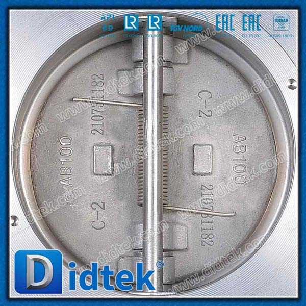 Valvola di ritegno a doppia piastra wafer forgiato senza fermo.