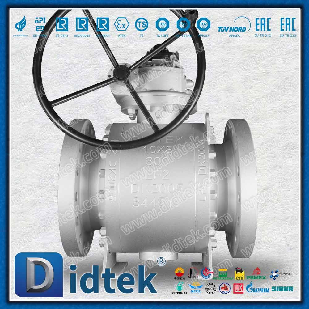 Valvola a sfera trunnion con guarnizione a labbro in PTFE energizzata a molla Elgiloy 