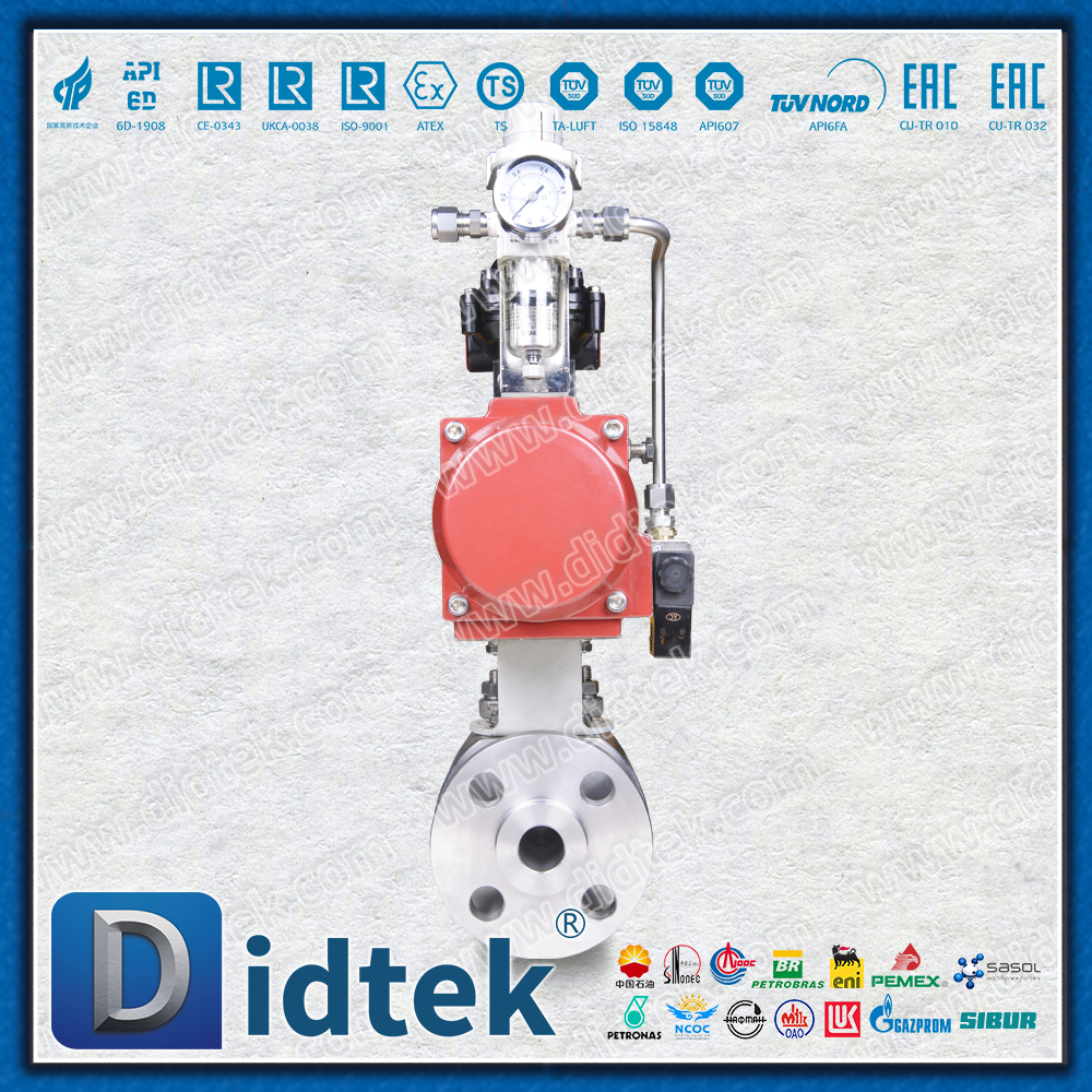 Valvola a sfera pneumatica con sede in metallo F51 per acqua di mare 300 ℃