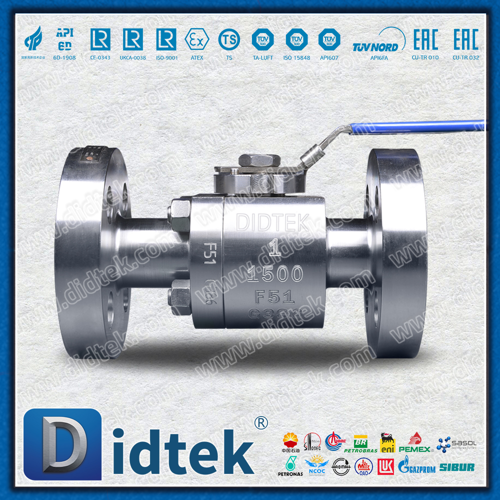 Valvola a sfera flottante forgiata RF ad alta pressione F51 Duplex in acciaio inossidabile Classe1500