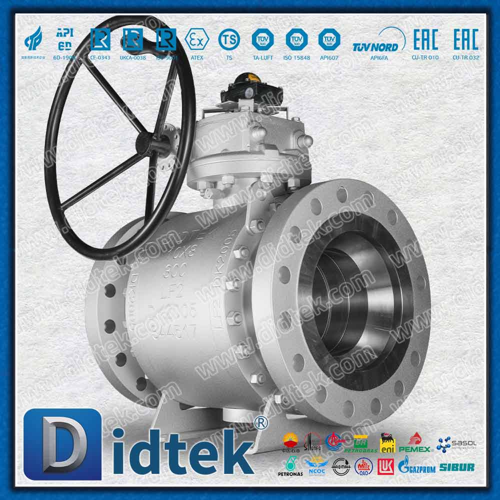 Valvola a sfera trunnion con guarnizione a labbro in PTFE energizzata a molla Elgiloy 