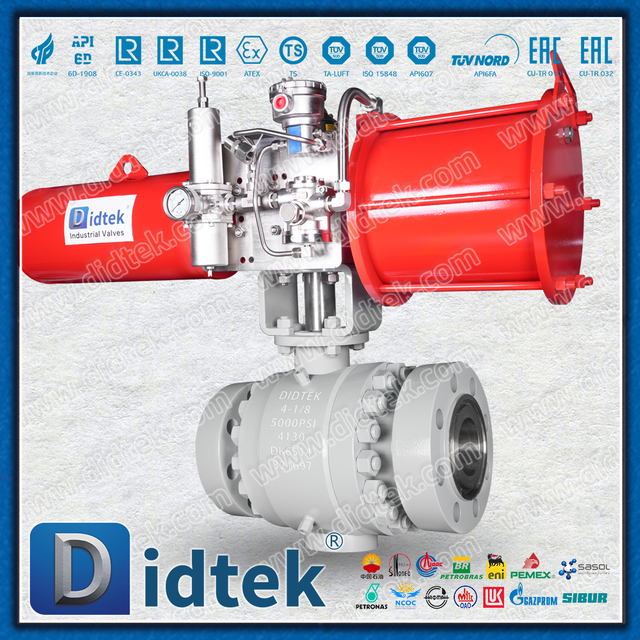 Didtek 4130 Flangia FC Attuatore pneumatico a semplice effetto API6A Valvola a sfera in acciaio forgiato